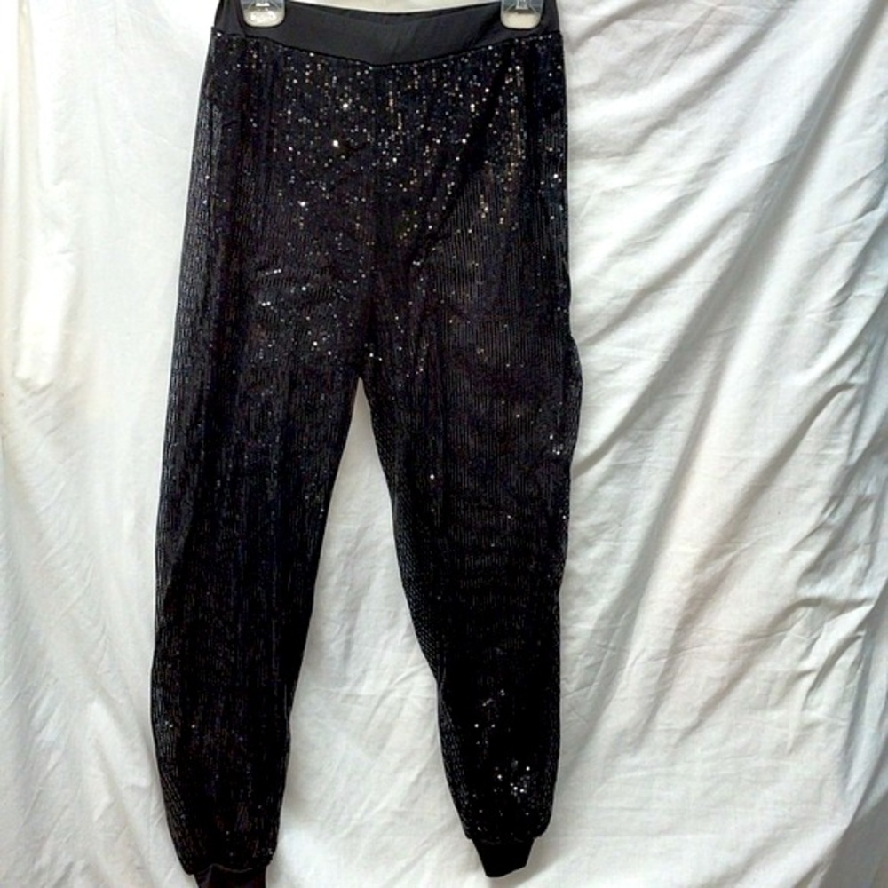 Black sequined see through panty lined pants suit ladies sz s - Picture 6 of 9
